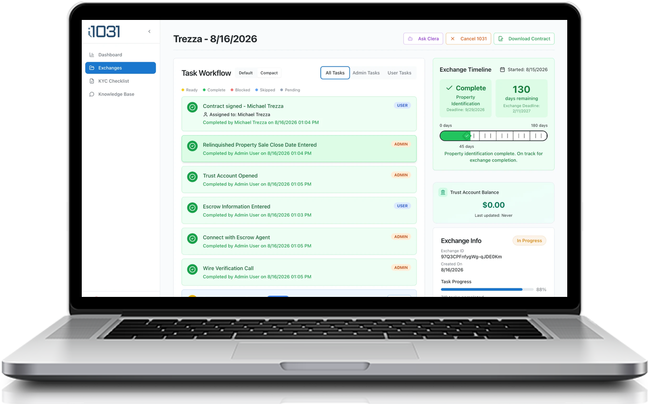 1031 Exchange Management Platform screenshot