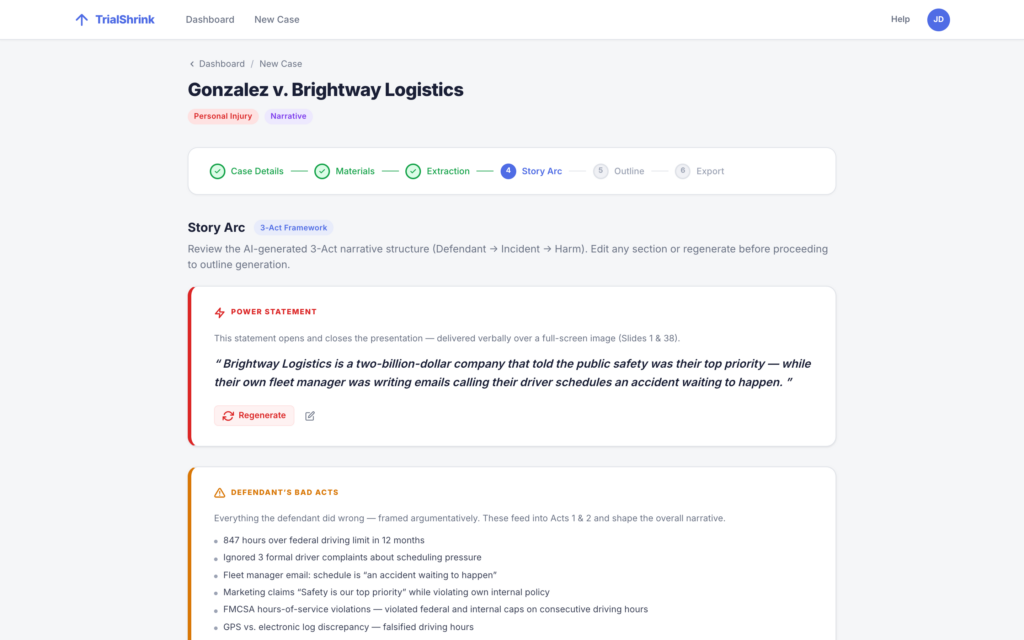 Opening Statement Generator: Building the story arc