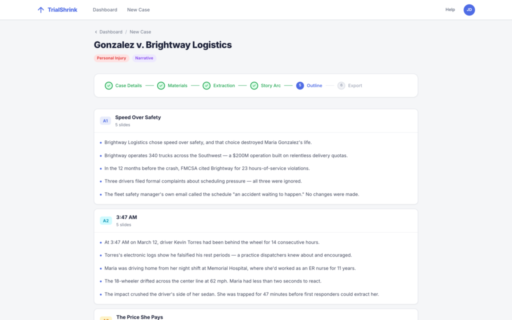 Opening Statement Generator: Refining the outline