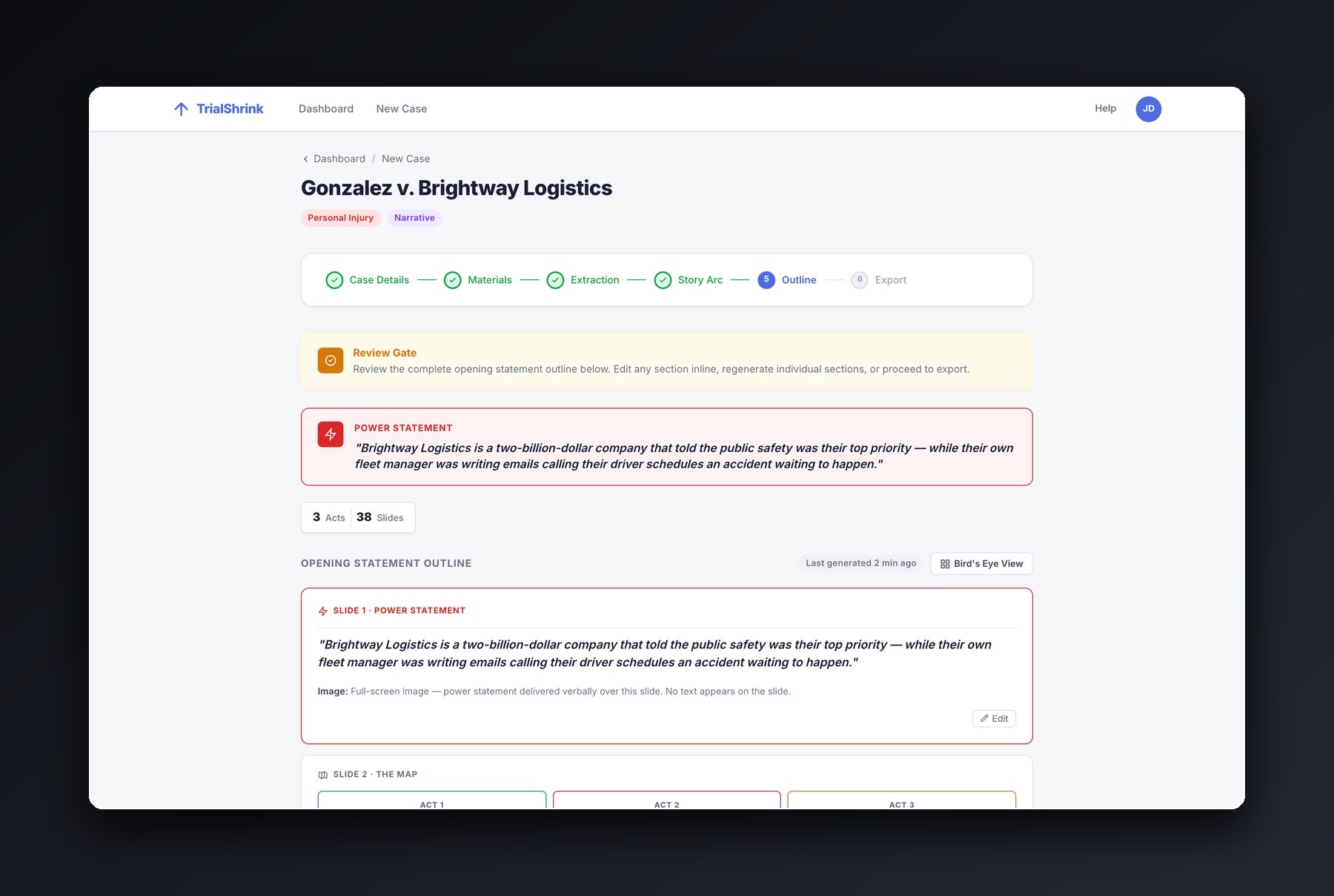 AI-driven Opening Statement Generator for Trial Attorneys
