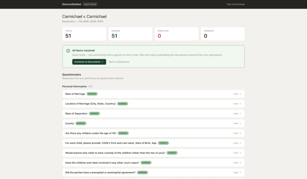 AI Mediation Platform: Every item, agreed or open