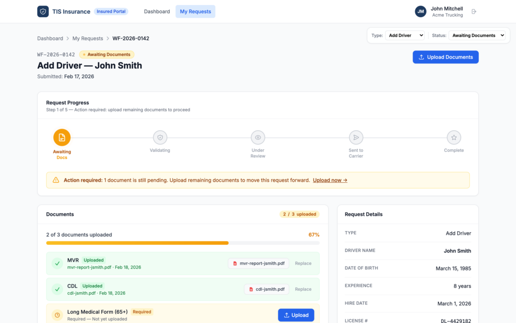 Endorsement Request Platform: Where a request stands