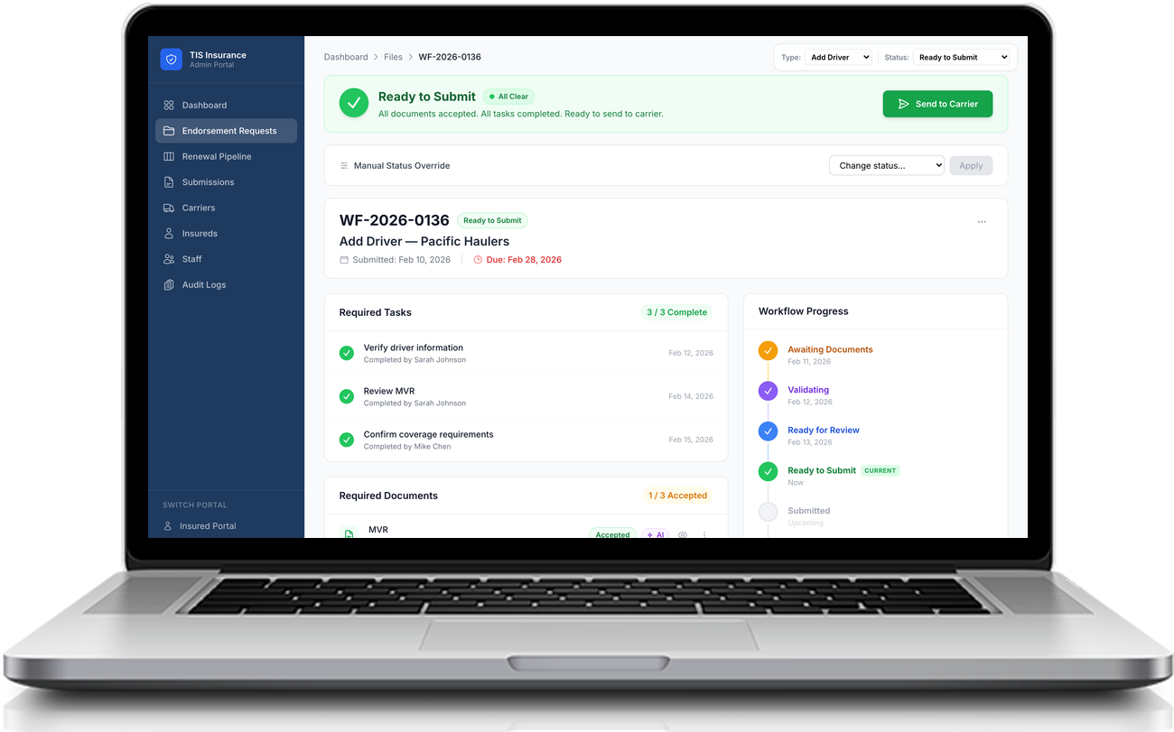 Endorsement Request Platform screenshot