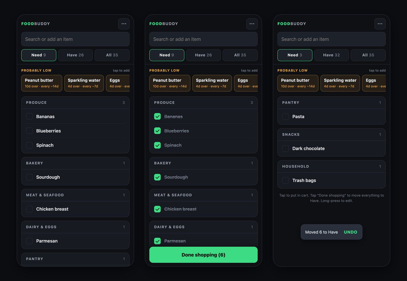 Mobile Grocery List App screenshot