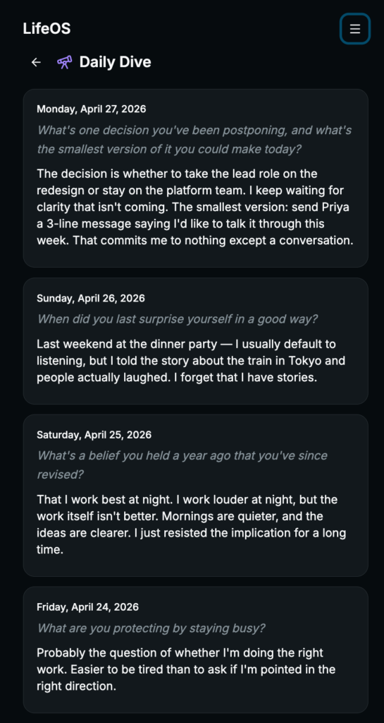 AI Habit and Journal App: The daily reflection the AI writes