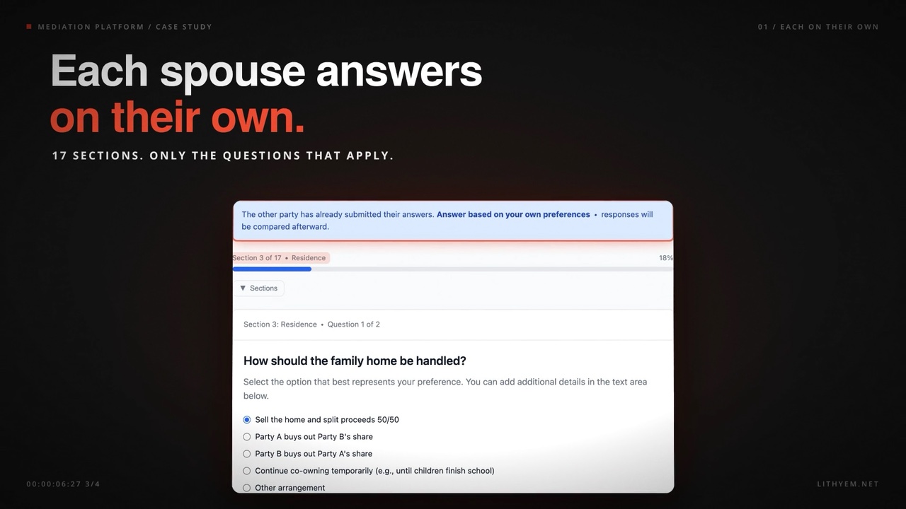 Mediation Platform video: divorce mediation couples work through on their own time