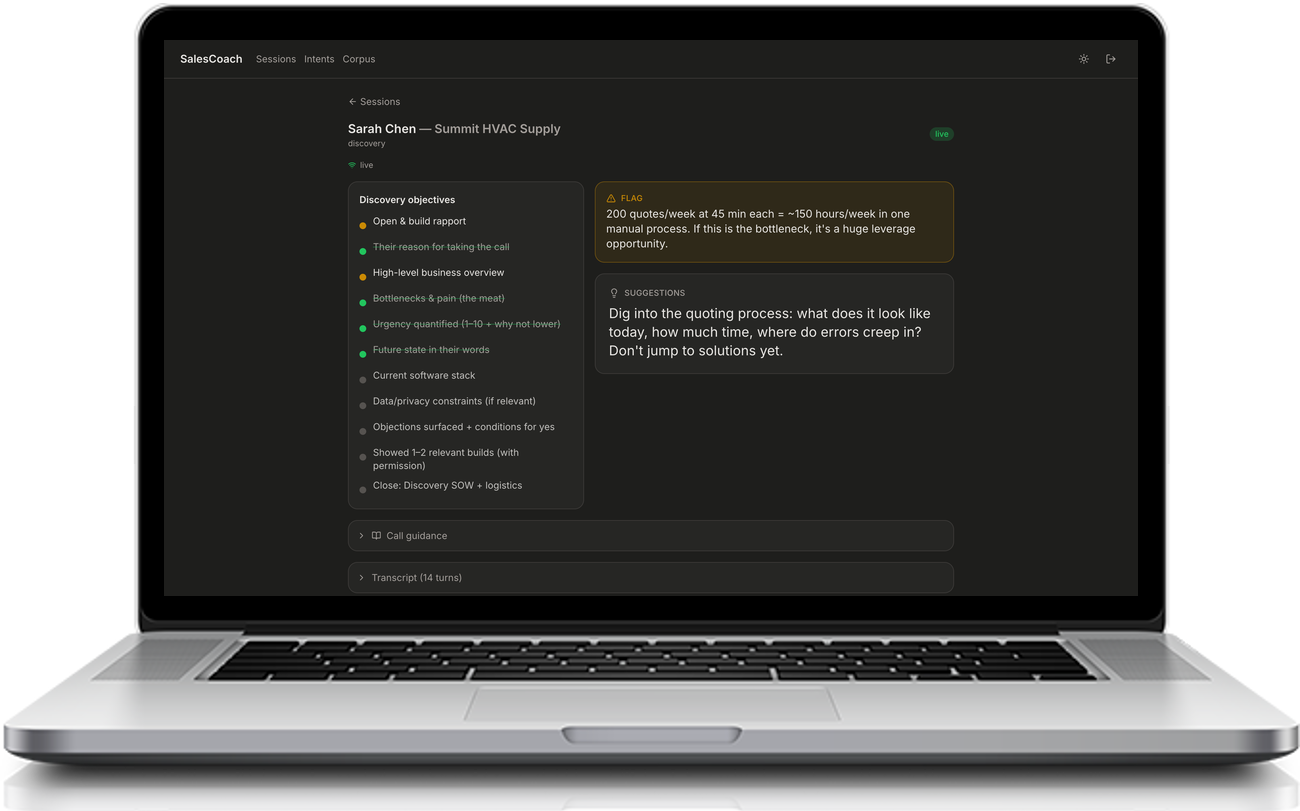 Real-Time Sales Copilot screenshot